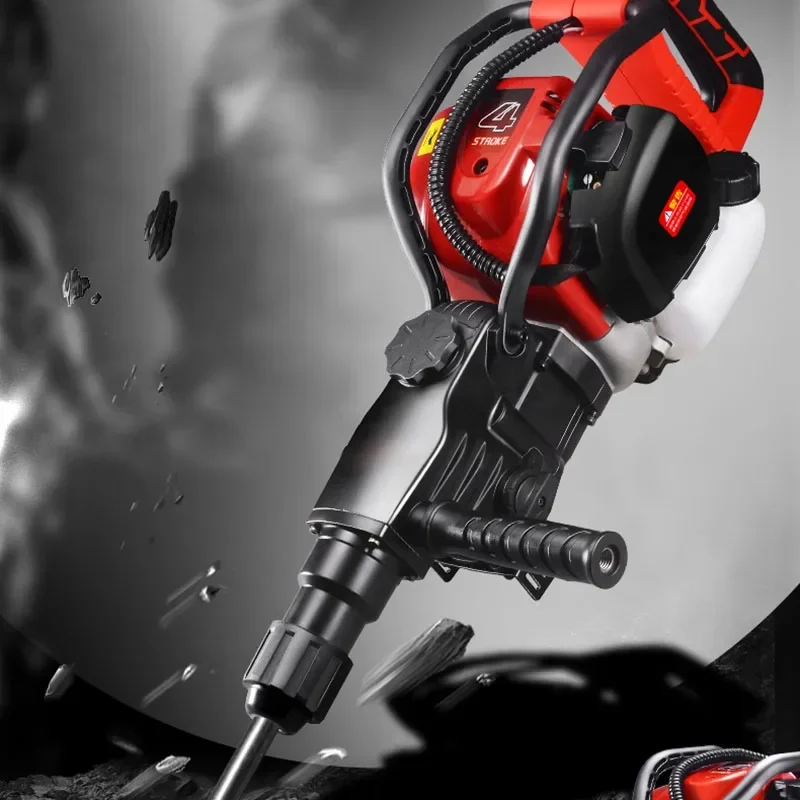 New Large Four-stroke Petrol Pickaxe Tree Digger Concrete Crushing Oil Hammer Digging Rock Honey Rock Drilling Electromechanical