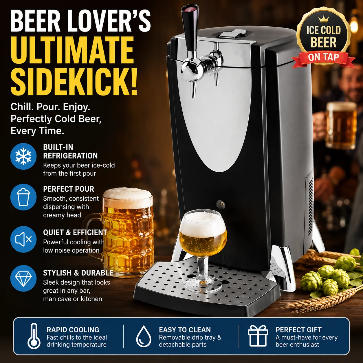 Cooling Beer 5 Liters Integrated Refrigeration Cold Drink Dispenser And Countertop Beer Chiller For Party Restaurant