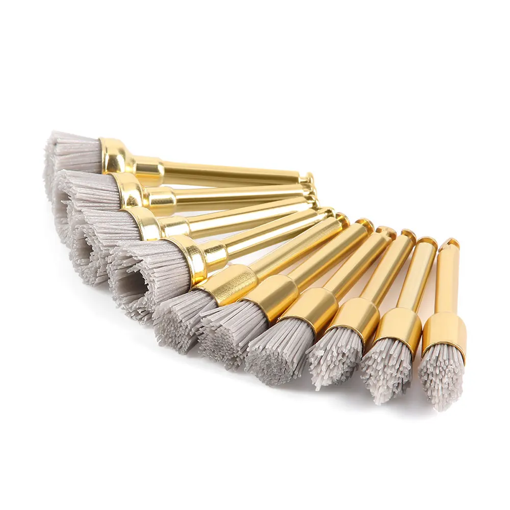 AZDENT 10pcs Dental Polishing Brush Aluminium Oxide/Silicon Carbide  Polishing Prophy Brushes For Contra Angle Handpiece