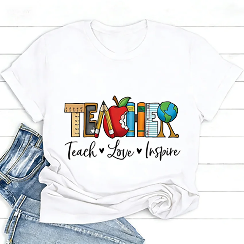 Inspirational  Womens T-Shirts Love Inspire Shirt Back To School T-Shirts  Appreciation Shirt Short Sleeve Tees Women Clothes