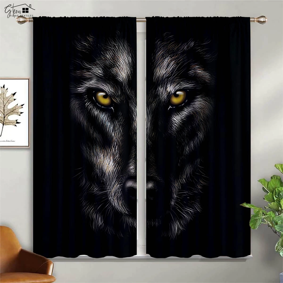 Animal Wolf 3d Printed Curtains Wild Personality Night Starry Sky Snow Jungle Hormone Boys Ins Bedroom Living Room Curtains 2PCS