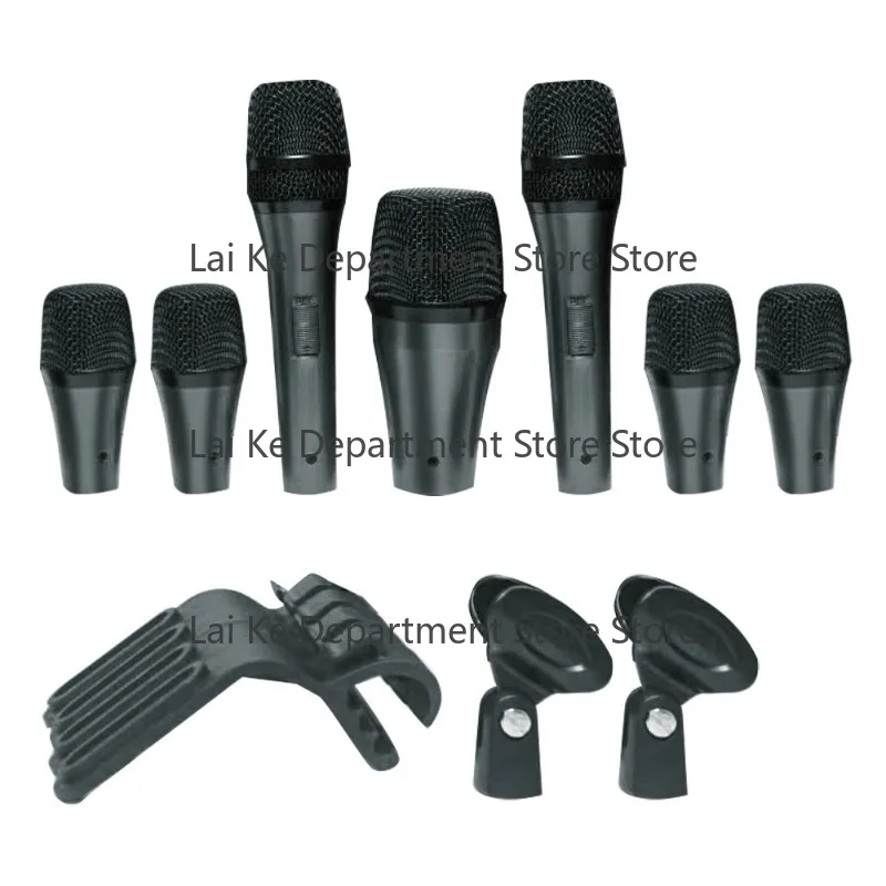 Drum kit microphone set for stage performance, jazz drums, live streaming, recording, dynamic and condenser microphones