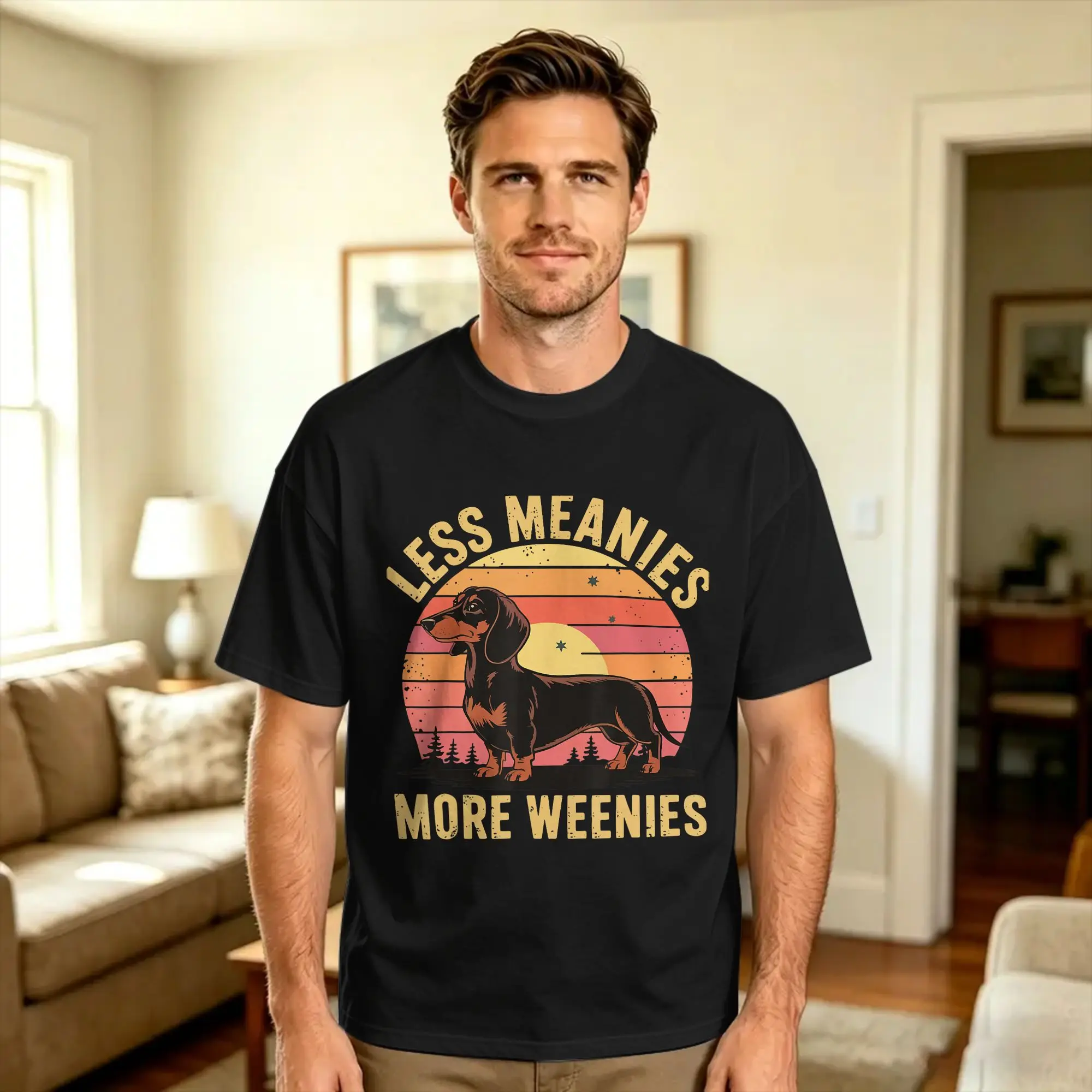 Less Meanies More Weenies Cotton T Shirt For Men's Summer  Classic T Shirts Popular Tees Oversized Hot Sale Tops