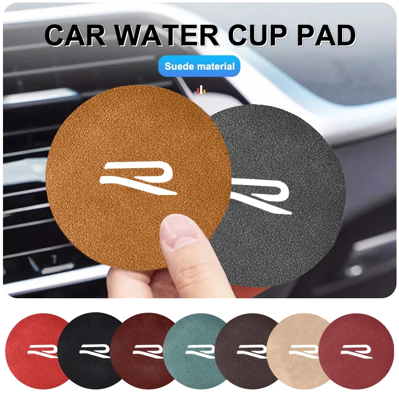 2Pcs Car Interior Water Cup Mat Leather Coasters Pad For VW Golf GTI Polo Passat Scirocco Tiguan Jetta T-ROC Touareg Touran CC S