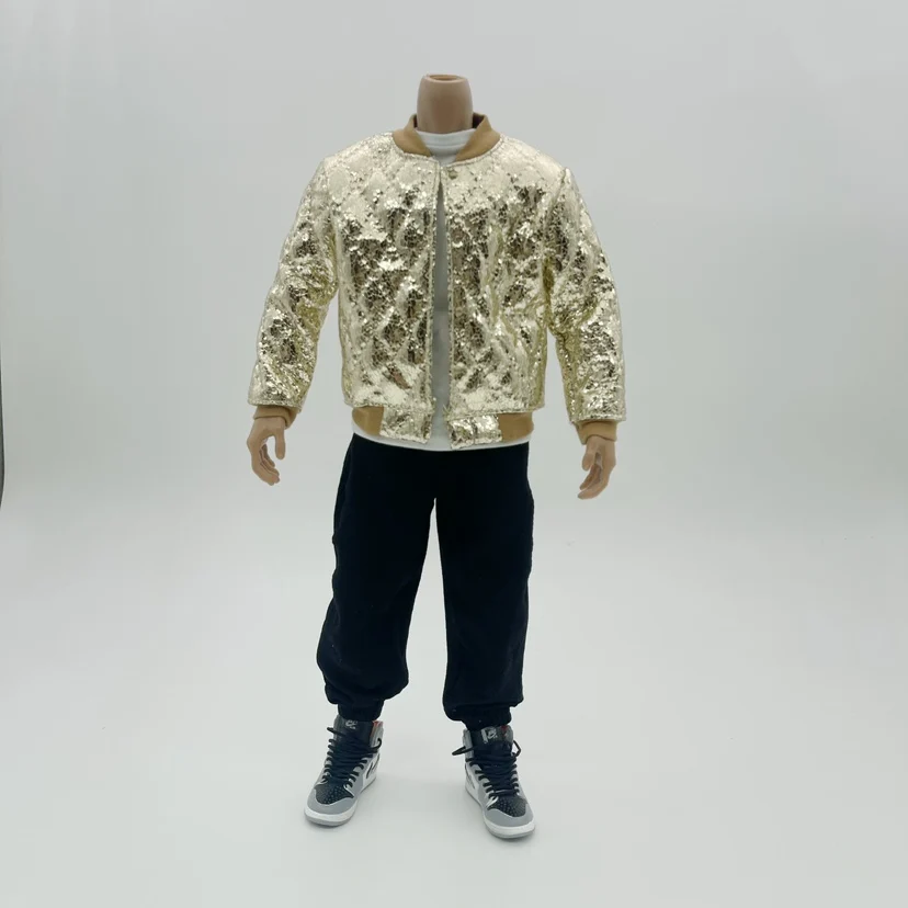 Męska kurtka w modny wzór w kracie złota z diamentami w skali 1/6, akcesorium odzieżowe, model pasujący do 12-calowych figurek żołnierzy, lalek i zabawek.