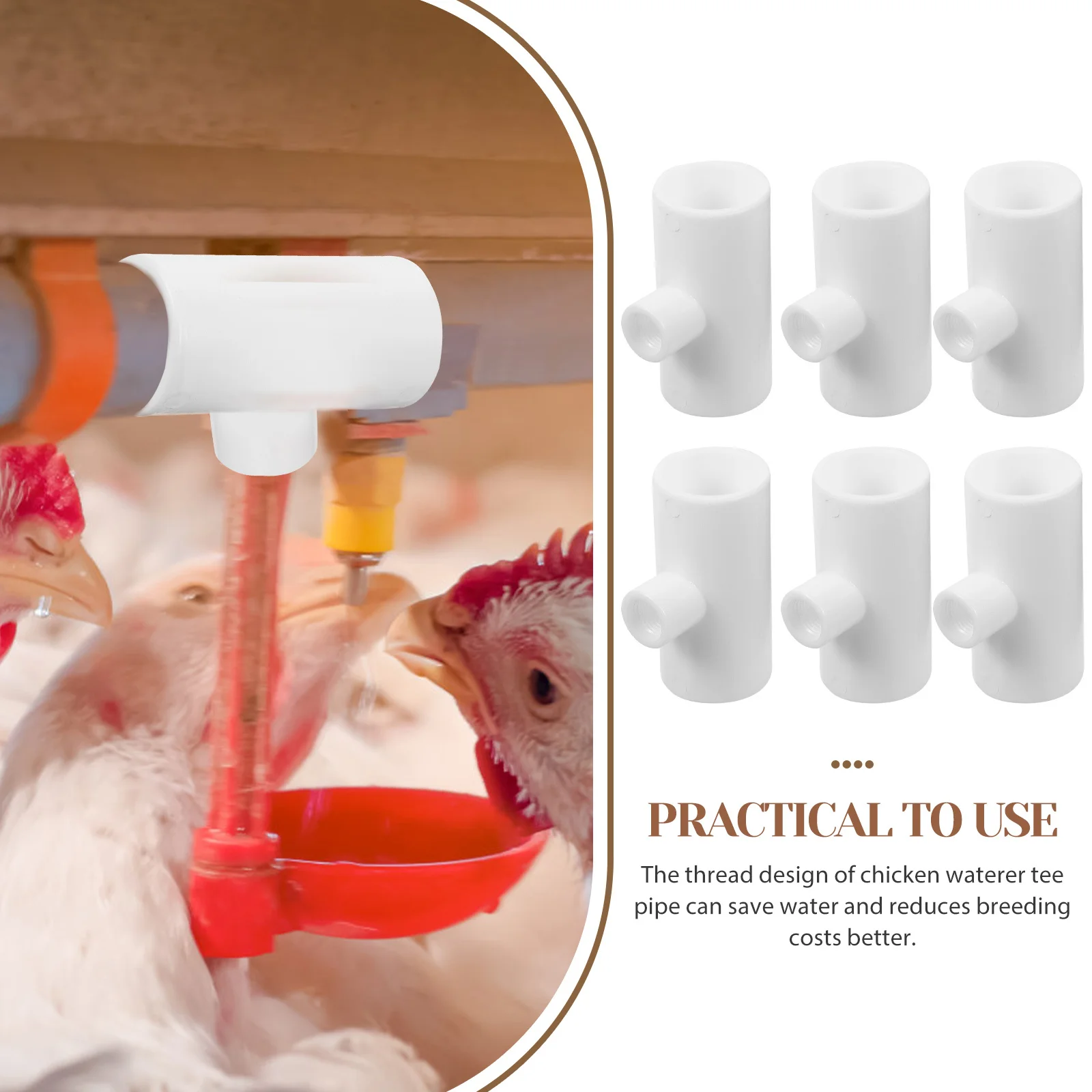 

20pcs Chicken Waterer Accessories Durable Plastic Automatic Poultry Drinking System Hose Tee Pipes Use