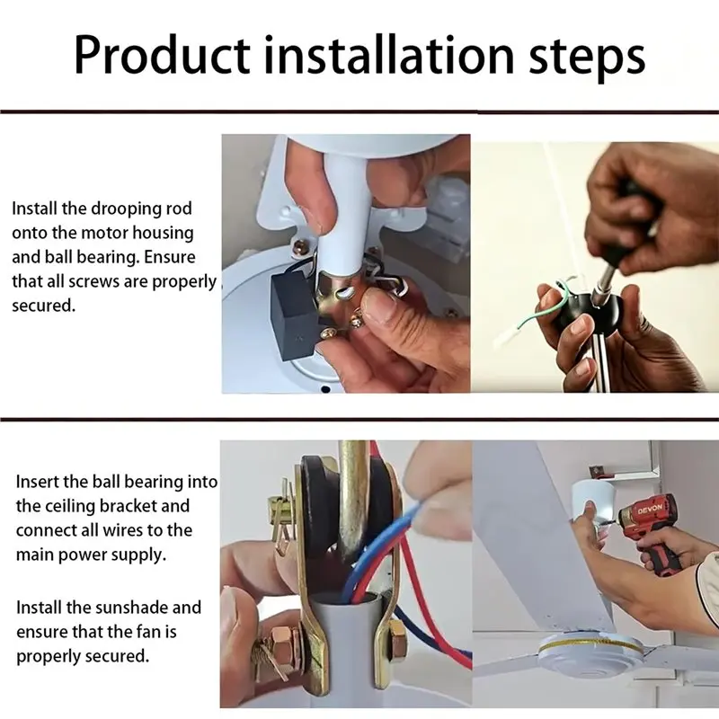 YCOC-Complete Ceiling Fan Downrod Installation Kit In White- For Enhanced Airflow Performance