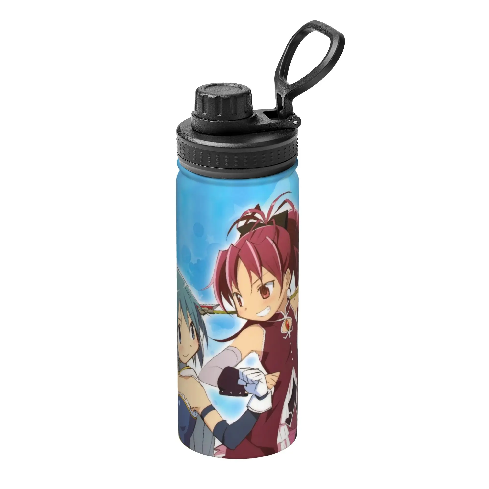 Termo Deportivo Aislado de 18 oz con Diseño de Puella Magi Madoka Magica, Tazas de Café, Termo de Doble Pared para Bebidas Frías y Calientes