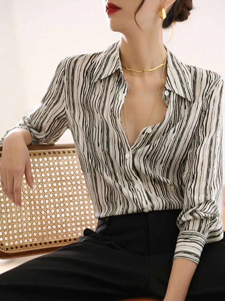 Fashion luxury ladies shirt France style woman printing blouse Spring Autumn Long sleeve Tops blusa mujer