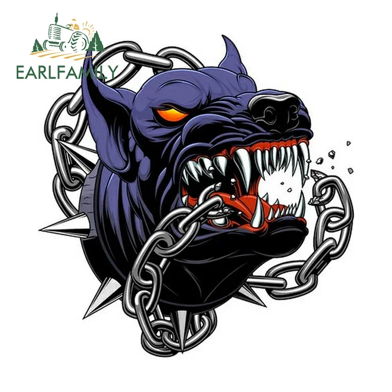 EARLFAMILY 13cm X 12.7cm For Bulldog Animal Fierce Break Chains Car Stickers Fashionable Scratch-Proof Decals Car Accessories