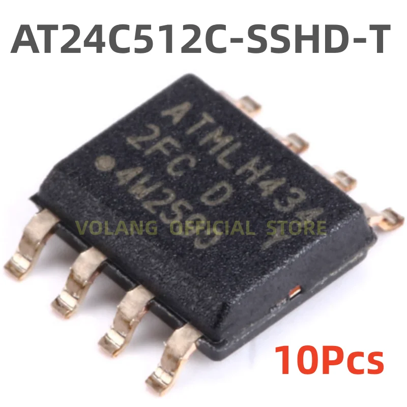 10Pcs/LOT  AT24C512C-SSHD-T SOIC-8 CHIP EEPROM 512KB I2C 2FC SOP8