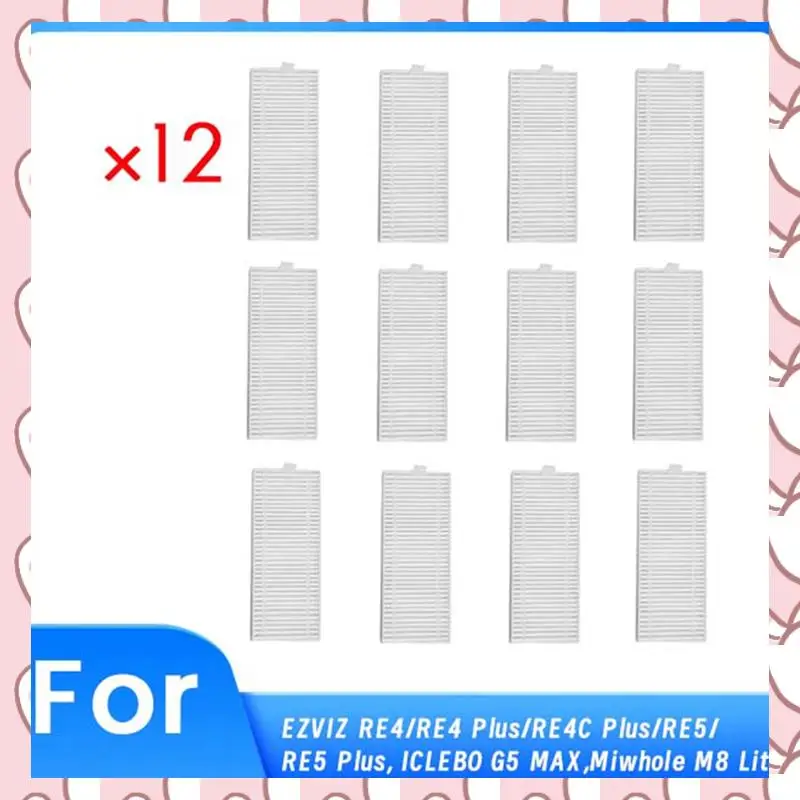 

HHTL 12-комп. фильтр для EZVIZ RE4/RE4 Plus/RE4C Plus/RE5/RE5 Plus, ICLEBO G5 MAX, Miwhole M8 Lite, фильтры HEPA для пылесоса