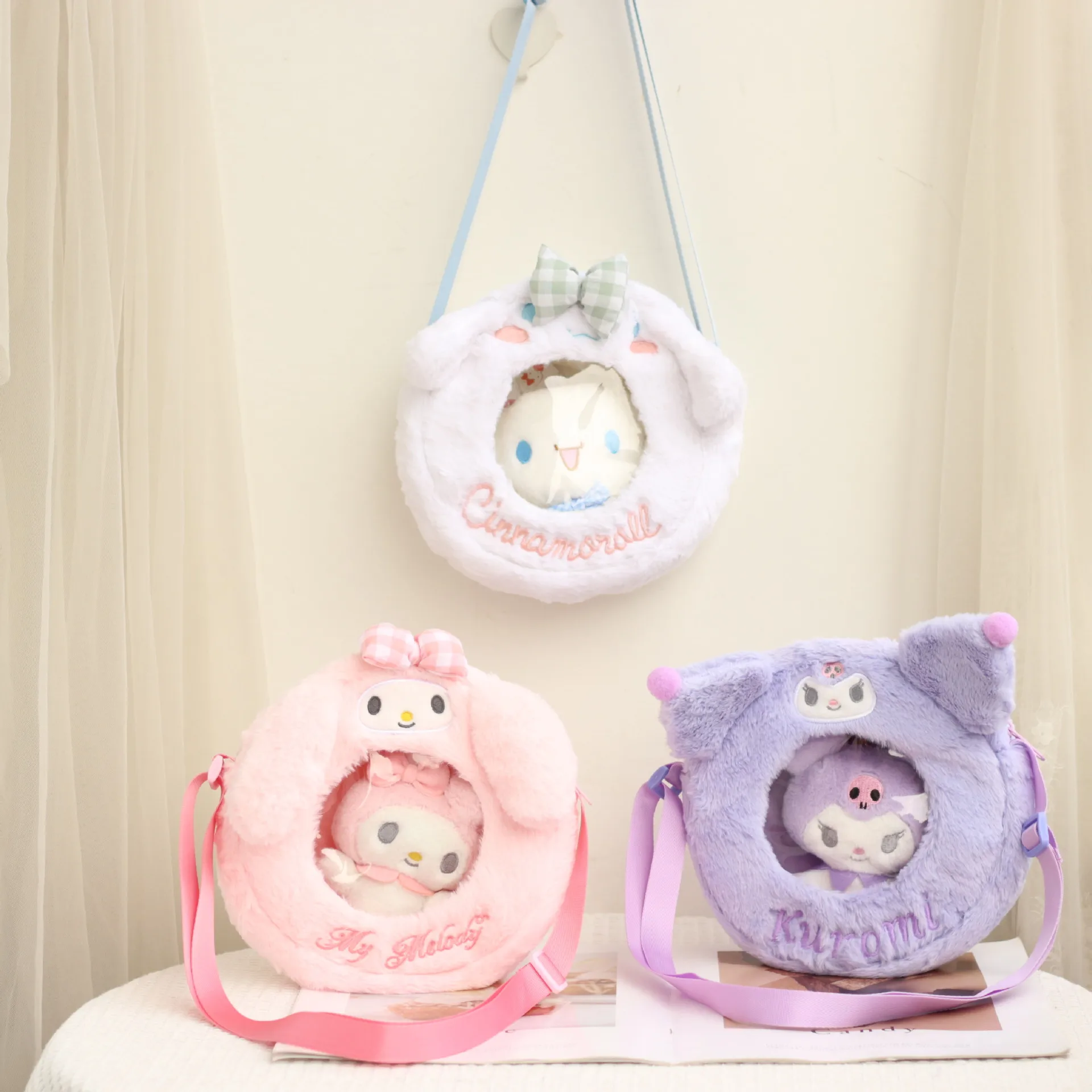 

Sanrio Plush Kawaii Cinnamoroll Kuromi My Melody Plush Bag Anime Handbags Anime Fashion Toys Gift Girl for Children