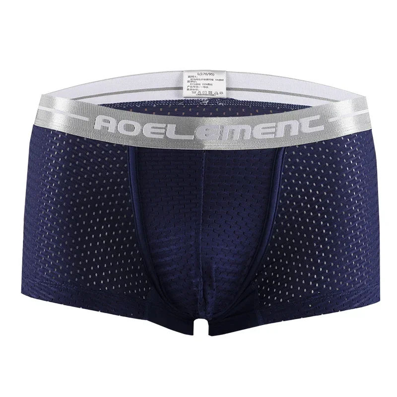 3PCS  Men's underwear Summer breathable boxers Mesh holes Modal ice silk thin sexy U convex quick drying boxers