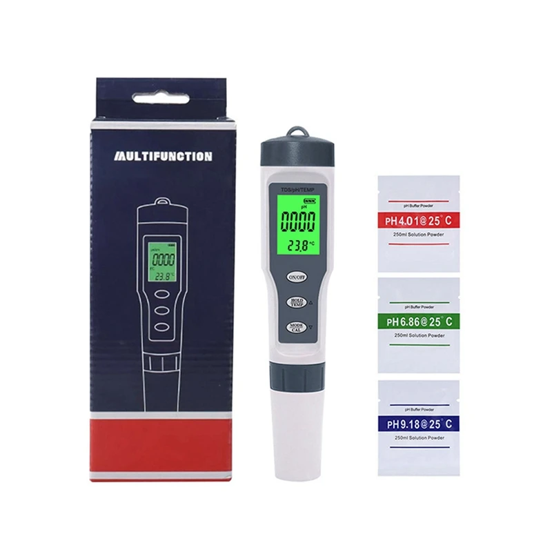 Three-In-One Ph Measuring Pen Meter Acidity Meter Tds Water Quality Testing Pen Ph Tester