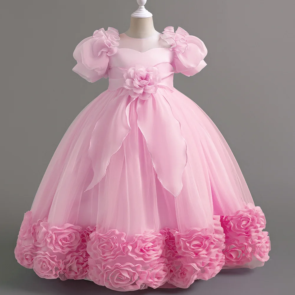 

Children Elegant Girls Dress Flower Girl Long Evening Festive Dresses Girl's Clothes From 4 to 12 Years