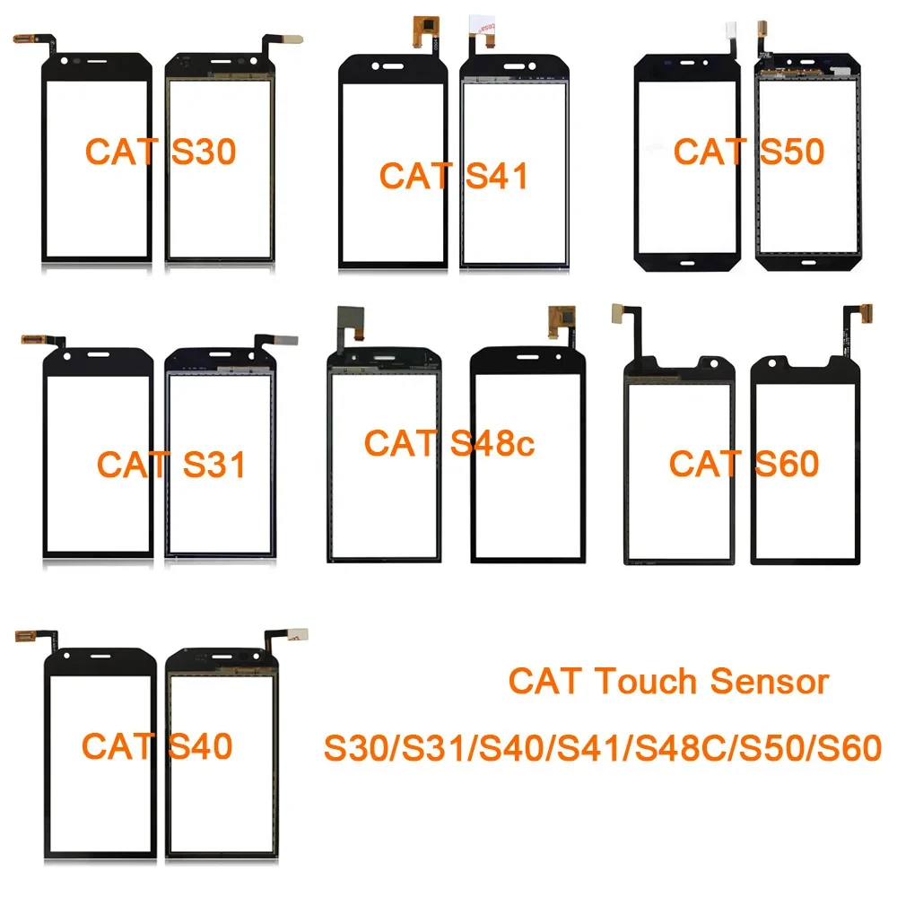 Digitalizador de Tela Sensível ao Toque para Cat S30, Cat S40, Painel Frontal de Vidro Touch Screen, Sensor para Cat S31, S41, S48C, S50, S60