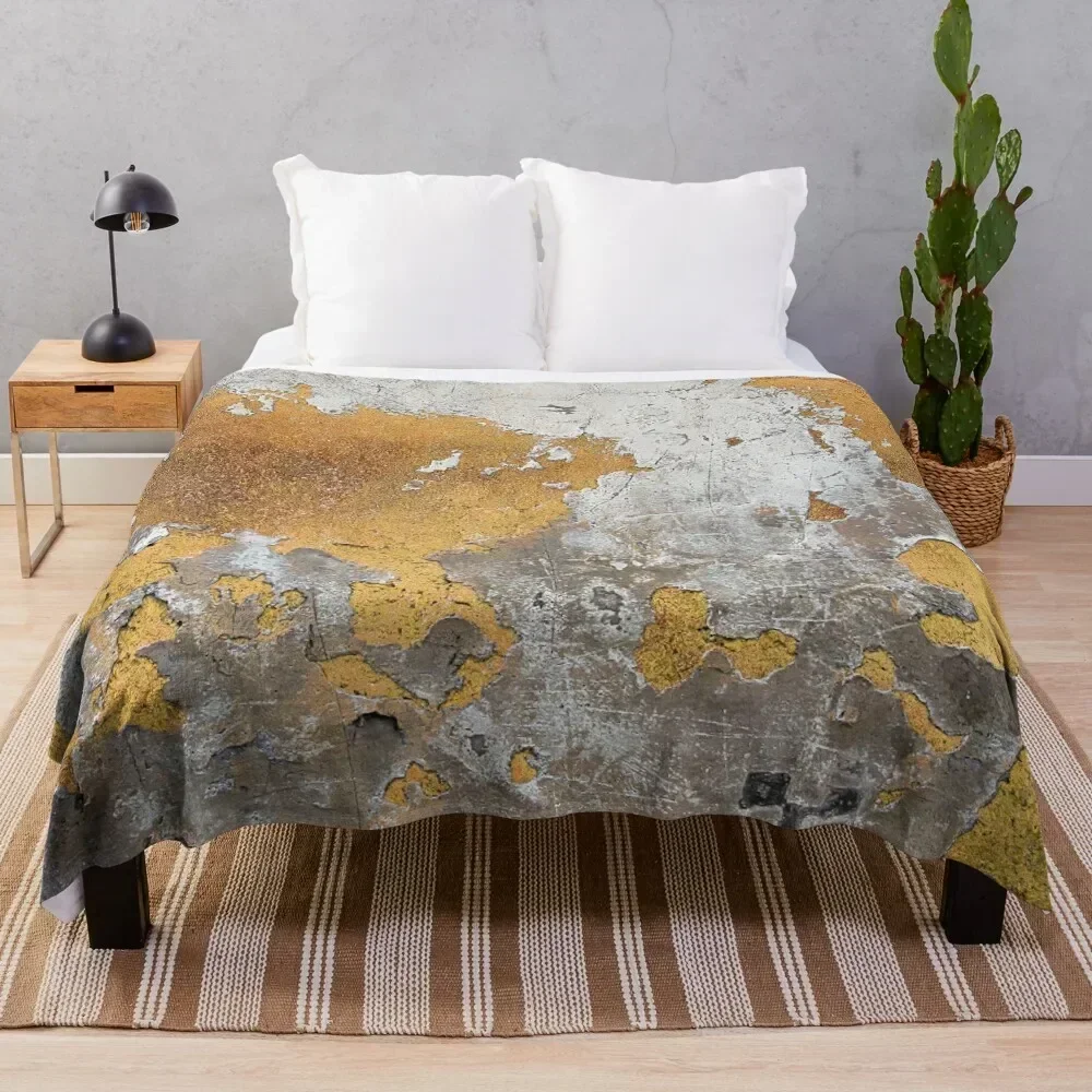 

Faux Metalfoil Gold Glamour on Gray Concrete Wall Throw Blanket Reusable Durable Soft Blanket for All Seasons
