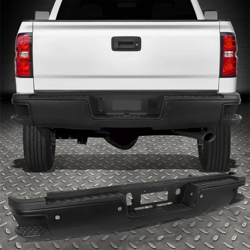 US For 2015 2016 2017 2018 2019 Silverado Sierra 2500HD 3500HD Black Rear Step Bumper w/ Sensor Hole