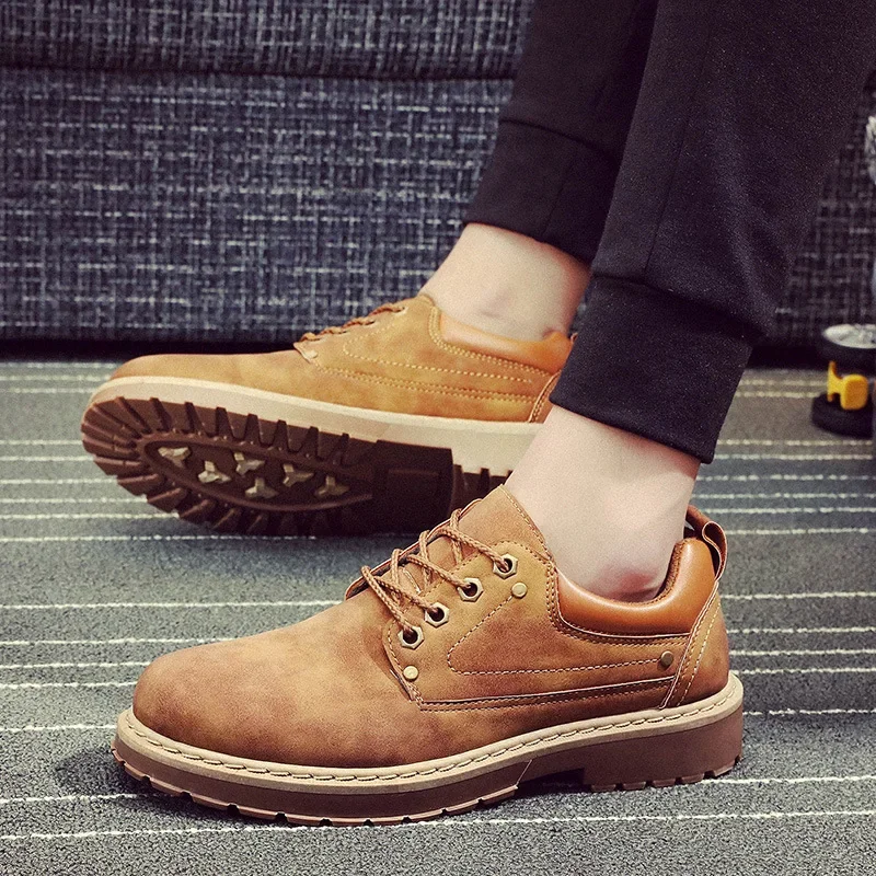 Mens Fashion Shoes England Style Formal Shoes for Man Non Slip Ankle Boots Outdoor Waterproof Casual Work Land Shoes