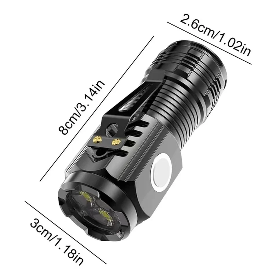 LED Strong Light Flashlight Rechargeable Multi functional for Long Range Portable Outdoor Home Mini Flashlight Cap Clip Light