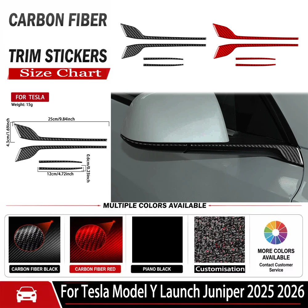 For Tesla Model Y Launch Juniper 2025 2026 Carbon Fiber Rearview Mirror Frame Trim Car Exterior Modification Accessories Sticker