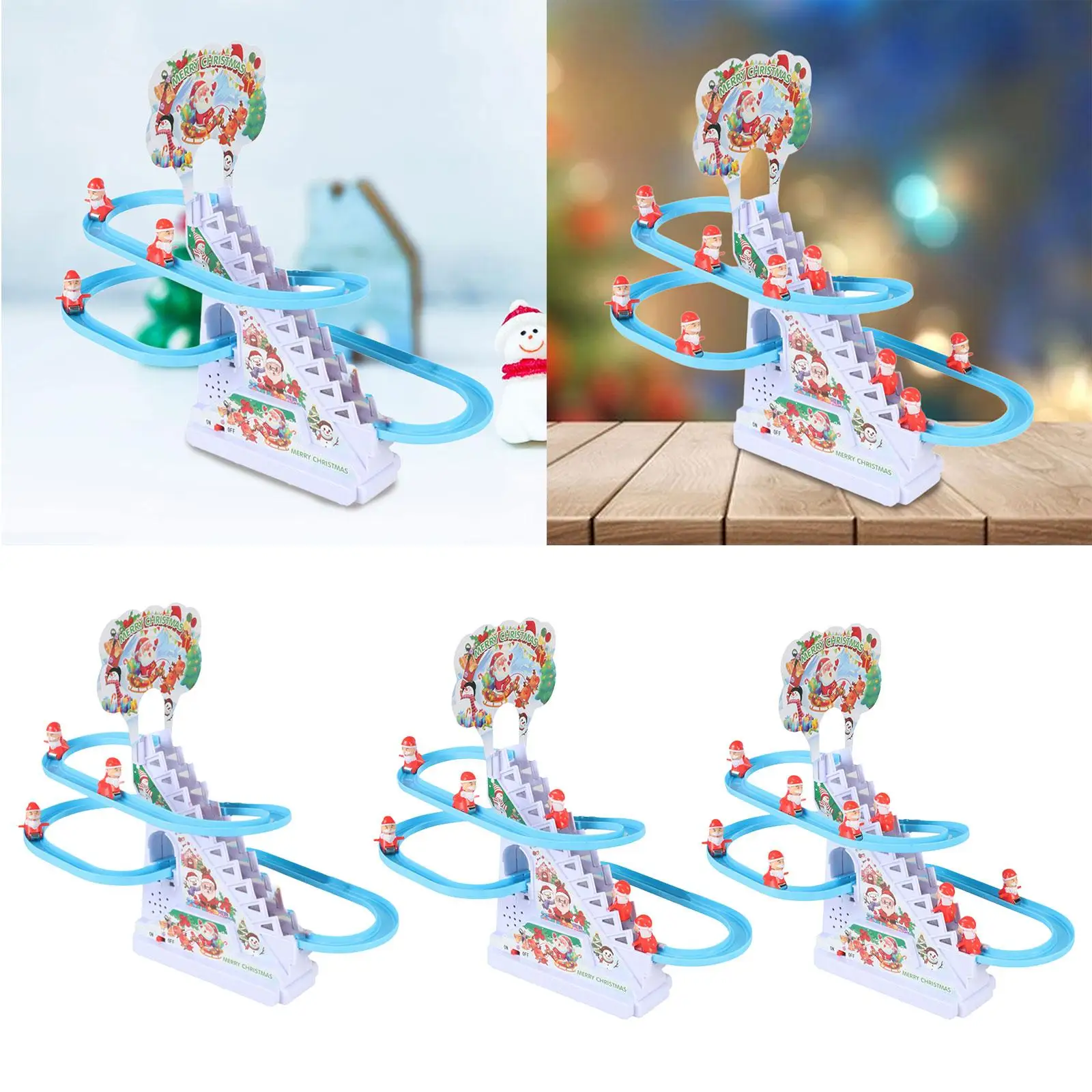 Santa Climbing Stairs Slide Toy for Kids LED Music Race Track Set Montessori Interactive Learning Toy Gift for Boys Girls - view 3