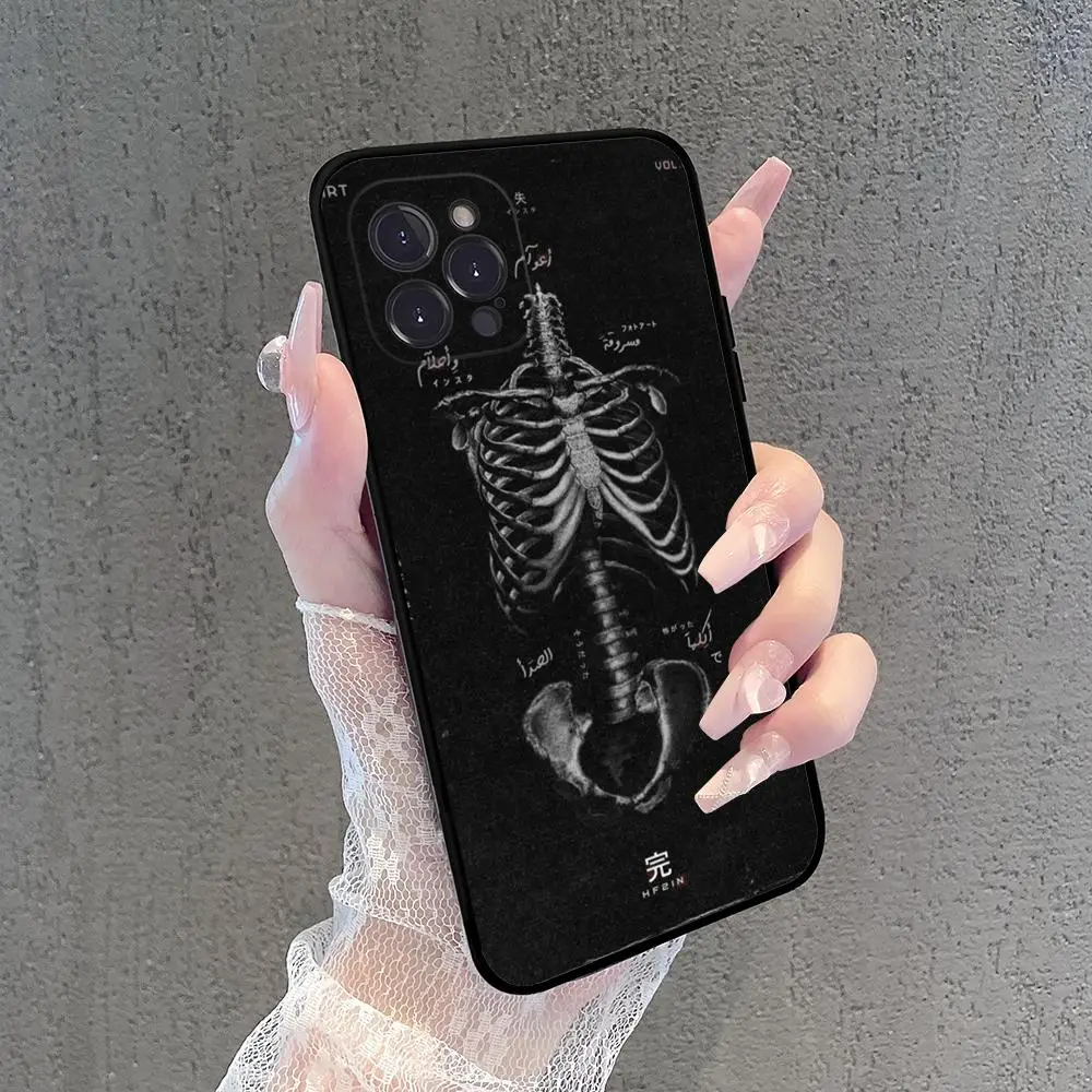 Radiological human organs Skeleton Phone Case For iPhone 15 14 11 12 13 Mini Pro XS Max Cover 7 8 Plus X XR Funda Shell