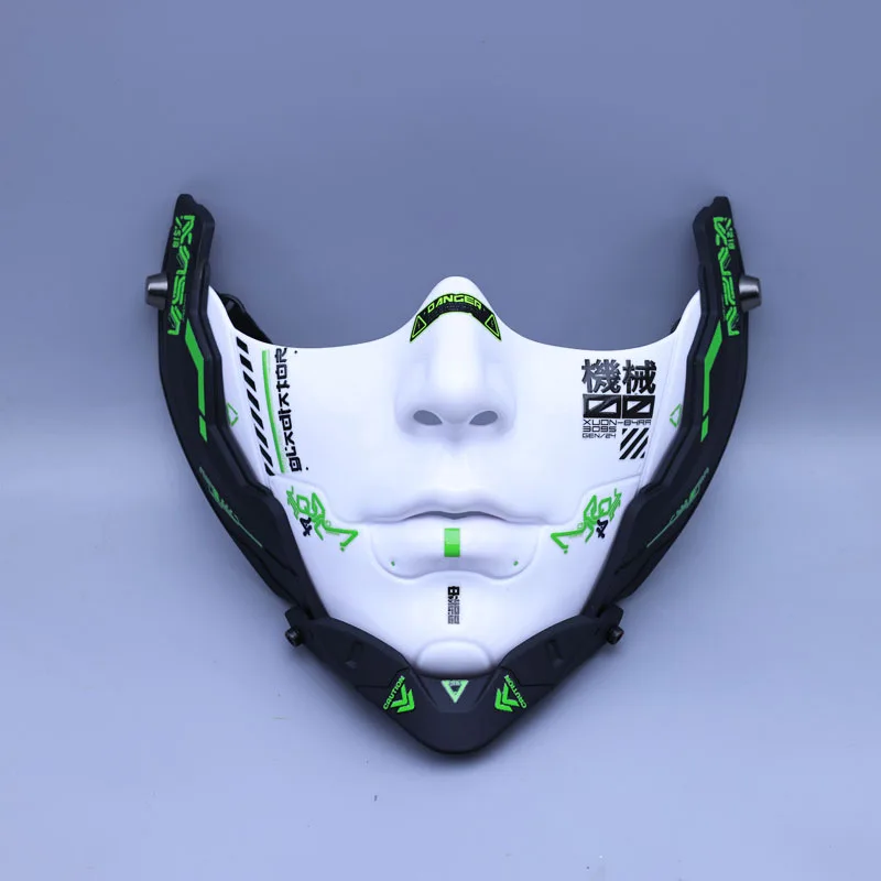 

2025 new Red Mechanical Mask Cos Mechanical Soldier Party Props Gift Cyber Punk cos Half Face Mechanical Mask Halloween Cosplay
