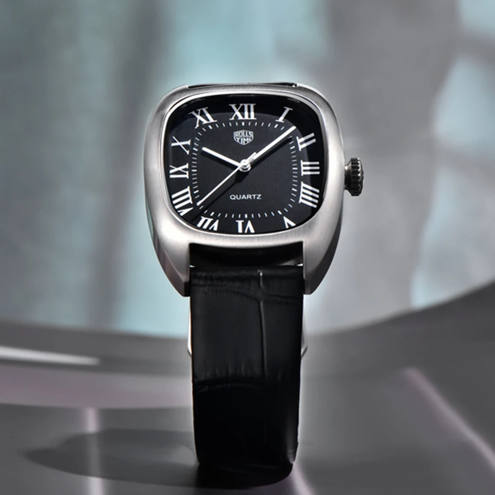 2025 جديد RollsTimi البيضاوي ساعات رجالية العلامة التجارية الفاخرة ساعة كوارتز للرجال ساعة الموضة رجل مقاوم للماء VH31 ساعة هدية جلدية