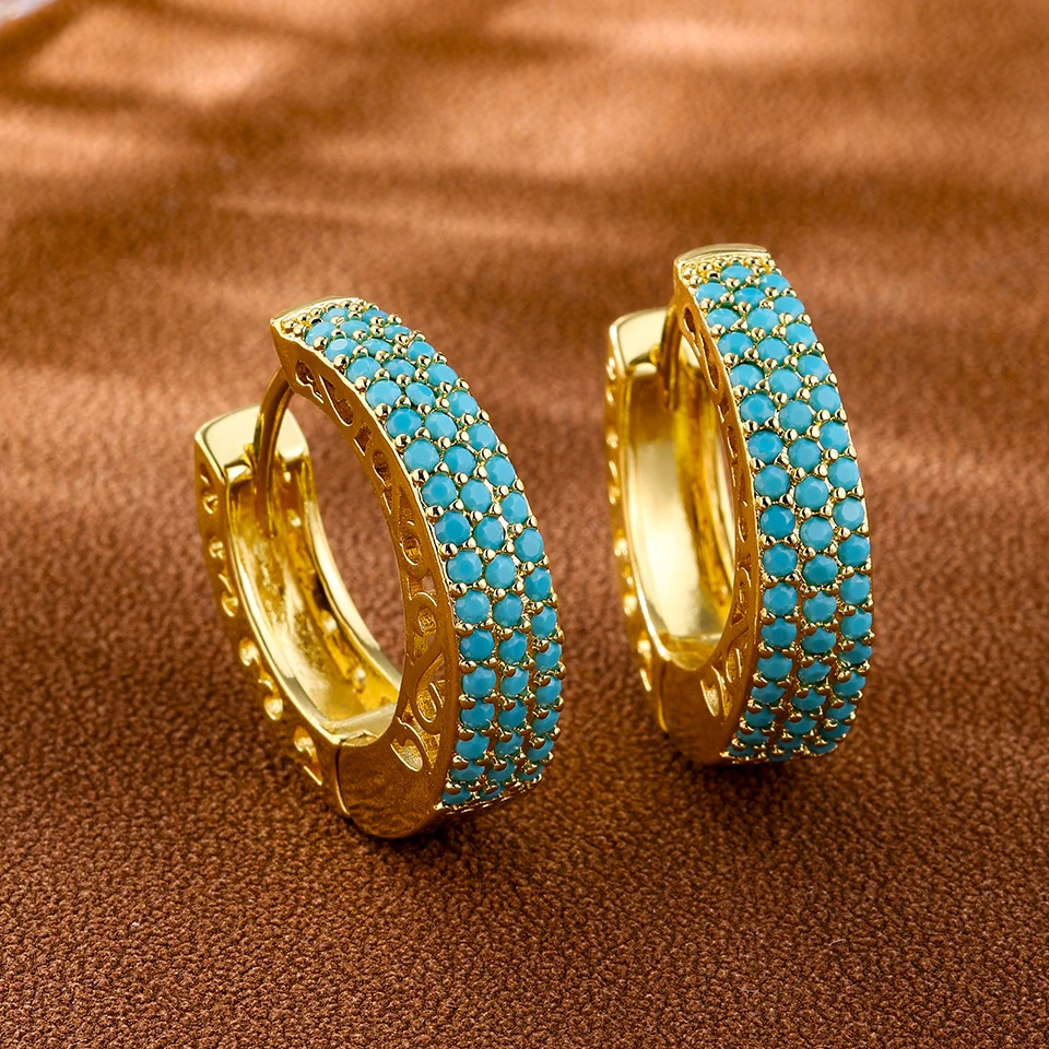 Classics Full Zircon Inlay Earrings For Women Men Personalized Silver Color Gold Color Metal Party Daily Jewelry ﻿