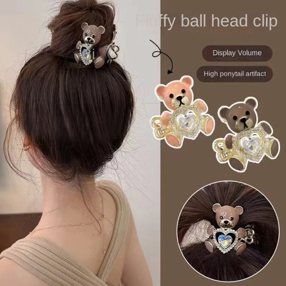 

Headdress Crab Clip Love Heart Diamond High Ponytail Fixed Clip Ponytail Holder Korean Style Hair Clip Bear Hair Claw