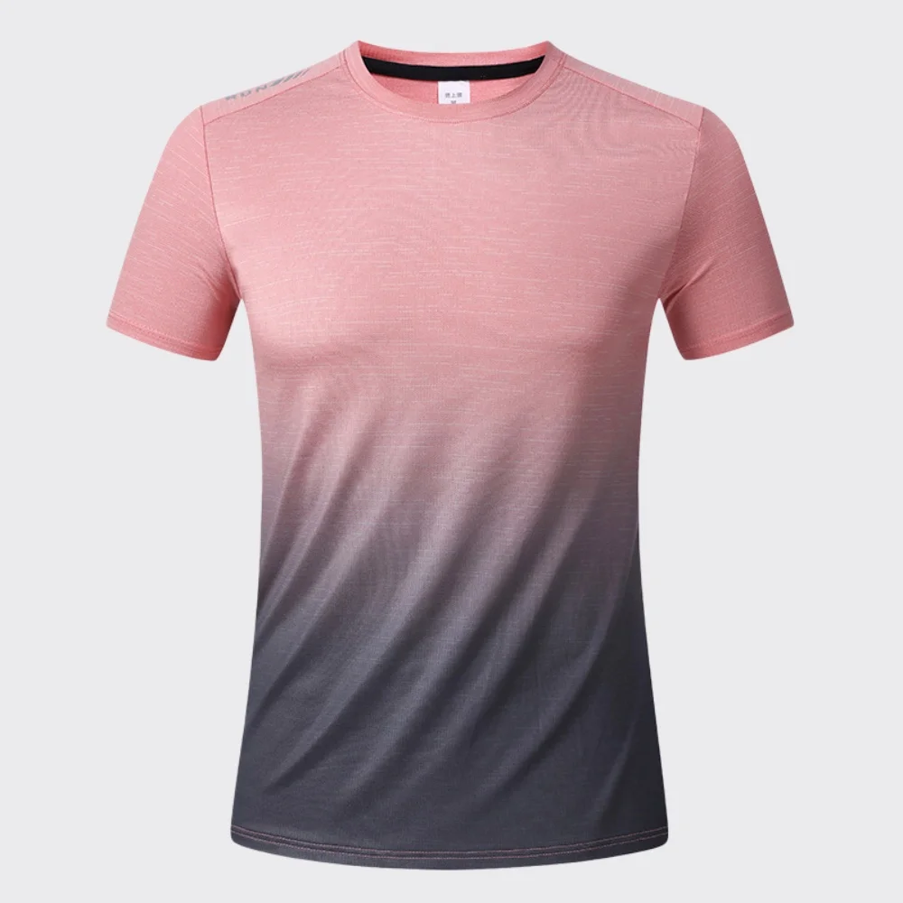 Men's Fitness Running T-Shirt Gym Sports Gradient Shirts Short Sleeve Summer Men Quick Dry Top Tee Breathable Workout Sweatshirt view 3