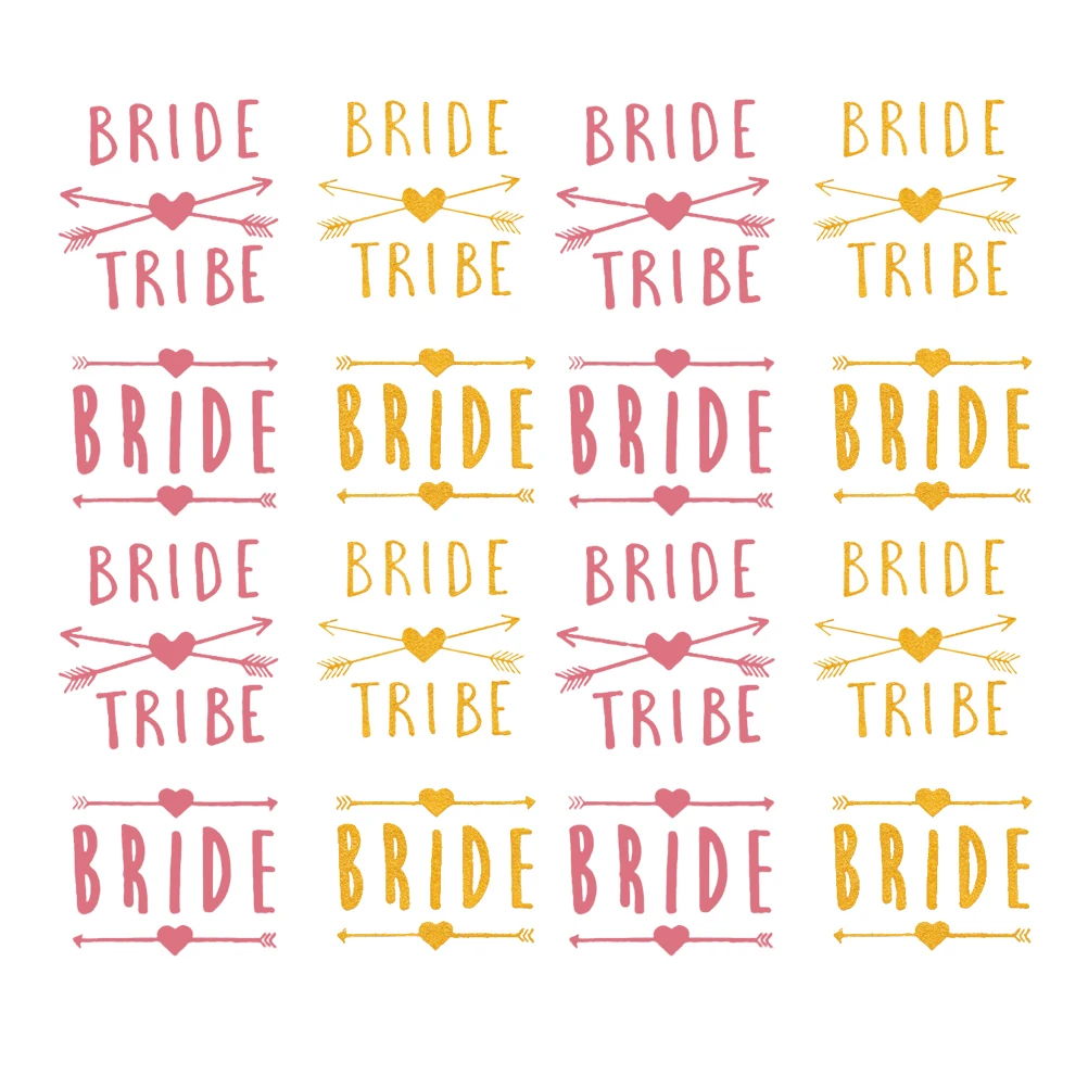 

16pcs Wedding Metal Temporary Tattoo Stickers Rose Gold Bride Body Arm Decorations Party Decals Glitter Safe Environmental Fun
