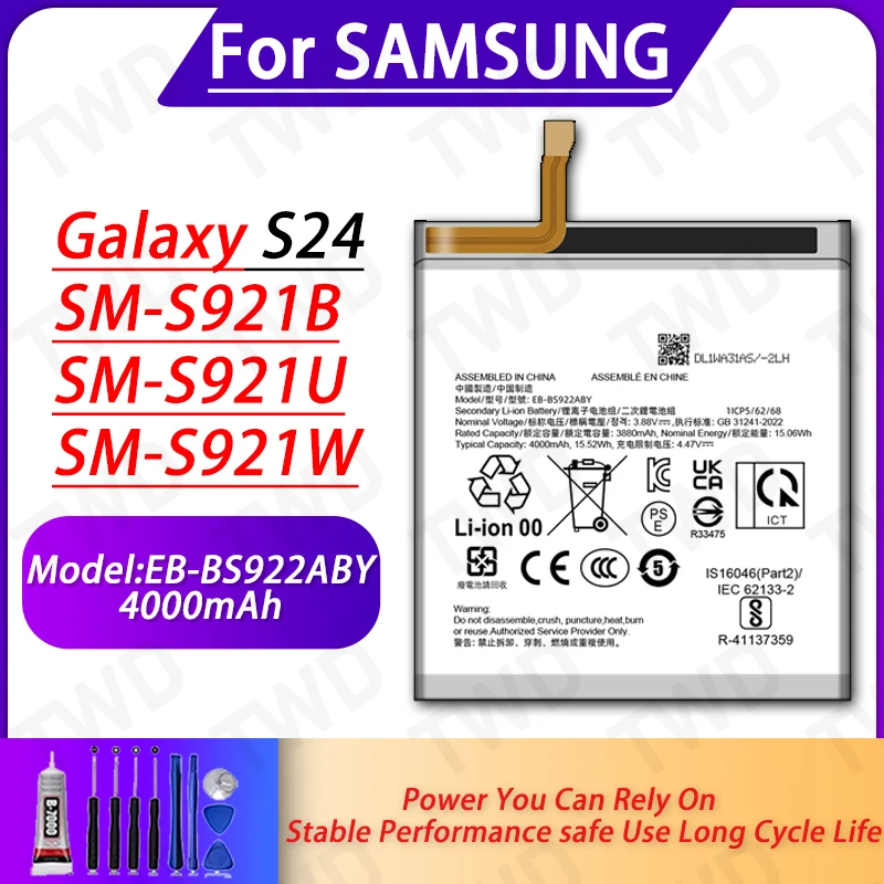 

EB-BS922ABY Large capacity 4000mAh Battery For Samsung Galaxy S24 Batteries New High Quanlity+Free Tools