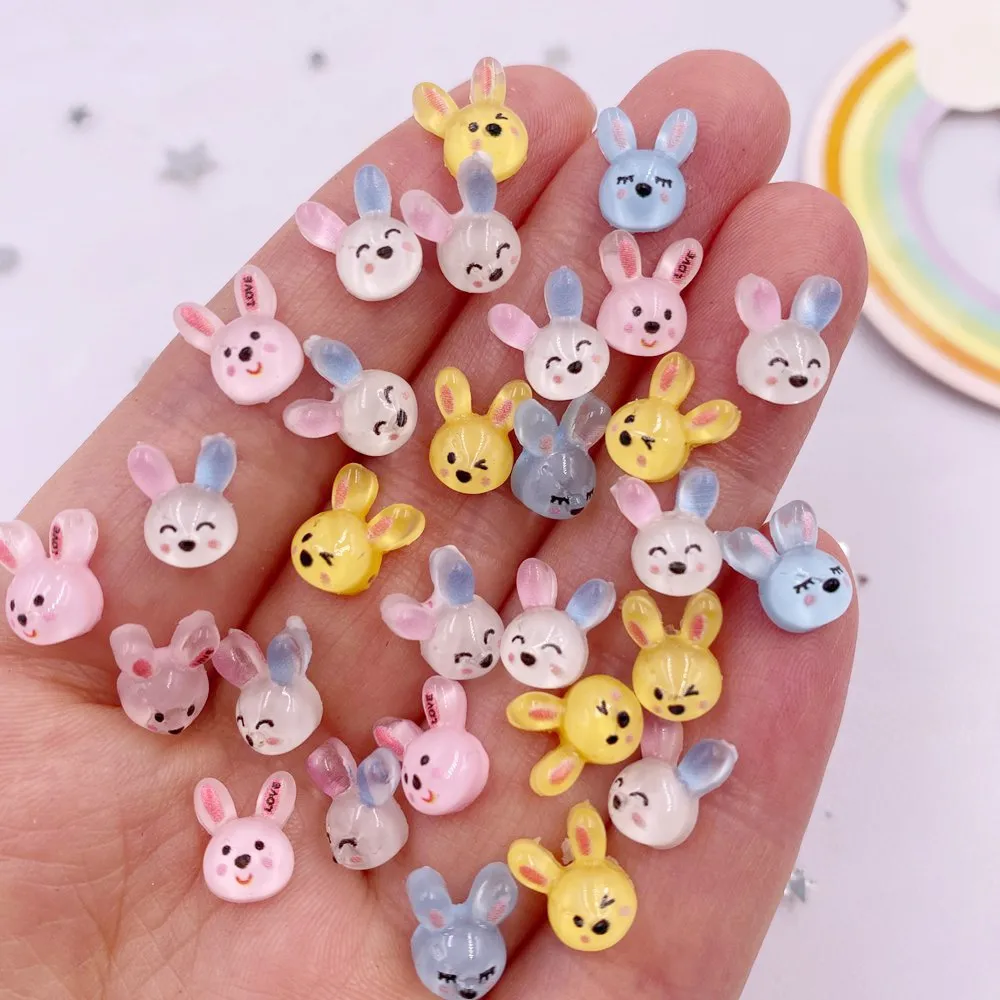 50pcs Resin Colorful Mini Cute  Crystal Rabbit Nail Art Flatback Rhinestone Applique DIY Wedding Scrapbook Decor Crafts SL617