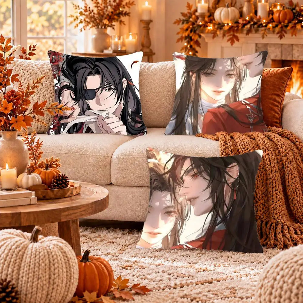 Anime H-Heaven Official's Blessing Cushion Cover Soft Plush Cushion Case Throw Pillowcase Cozy Home Sofa Bed Living Room Decor