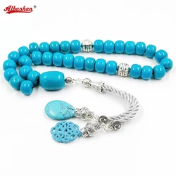 ALBASHAN Tasbih Gemstone Natural Turquoise Muslim Prayer Beads Misbaha