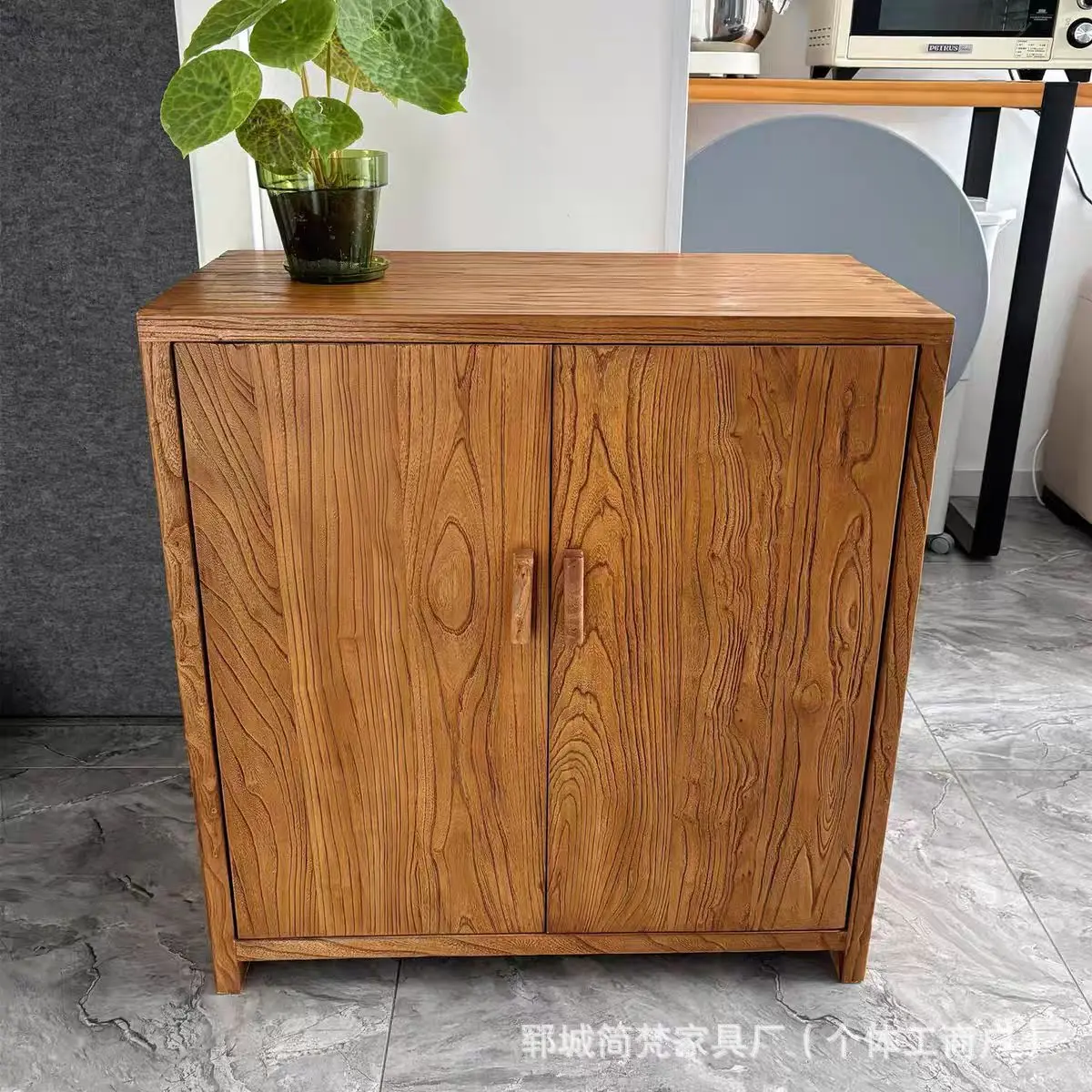 wood storage cabinet Floor-to-ceiling two-layer entrance shoe Large capacity old elm furniture Kitchen side