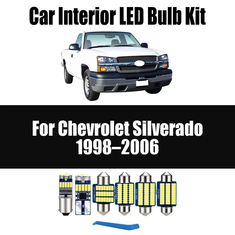 12PCS Canbus For Chevrolet Silverado 1998-2006 2001 2002 2003 LED Interior Ashtray light door lights footwell lights Kits