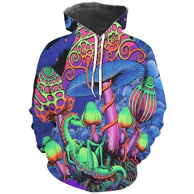 Colorful Magic Mushroom Hoodie For Men Women 3D Printed Abstract Pattern Pullovers Sweatshirt Casual Long Sleeve Hoodie Tops