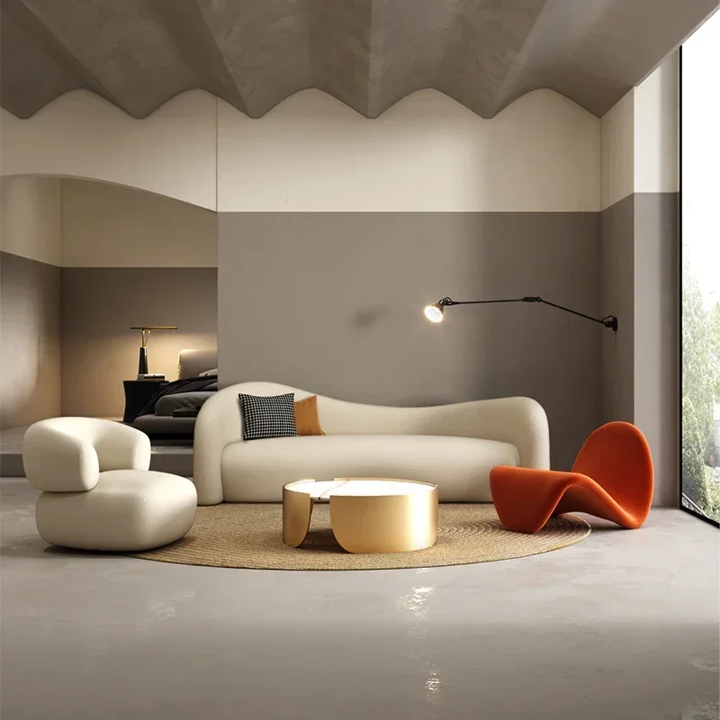 Sofa z tkaniny w stylu nordyckim salon kosmetyczny sklep odzieżowy strefa relaksacyjna recepcja lekki luksus kreatywny salon prosty nowoczesny internet