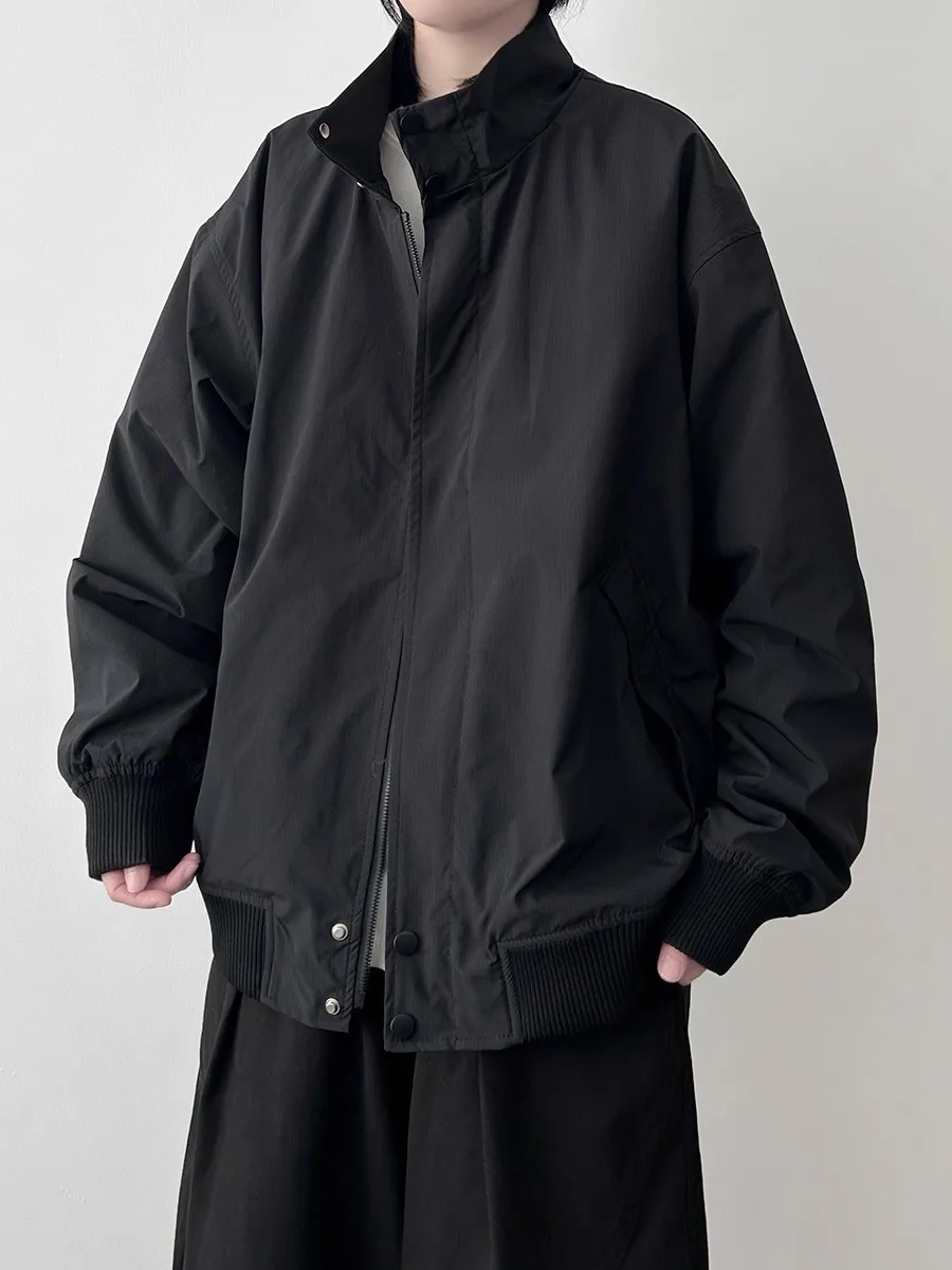 

Ретро японский Sle ветрозащитная молния свободного покроя воротник-стойка Jaet ex Pure Color модная верхняя одежда повседневная одежда из полиэстера...