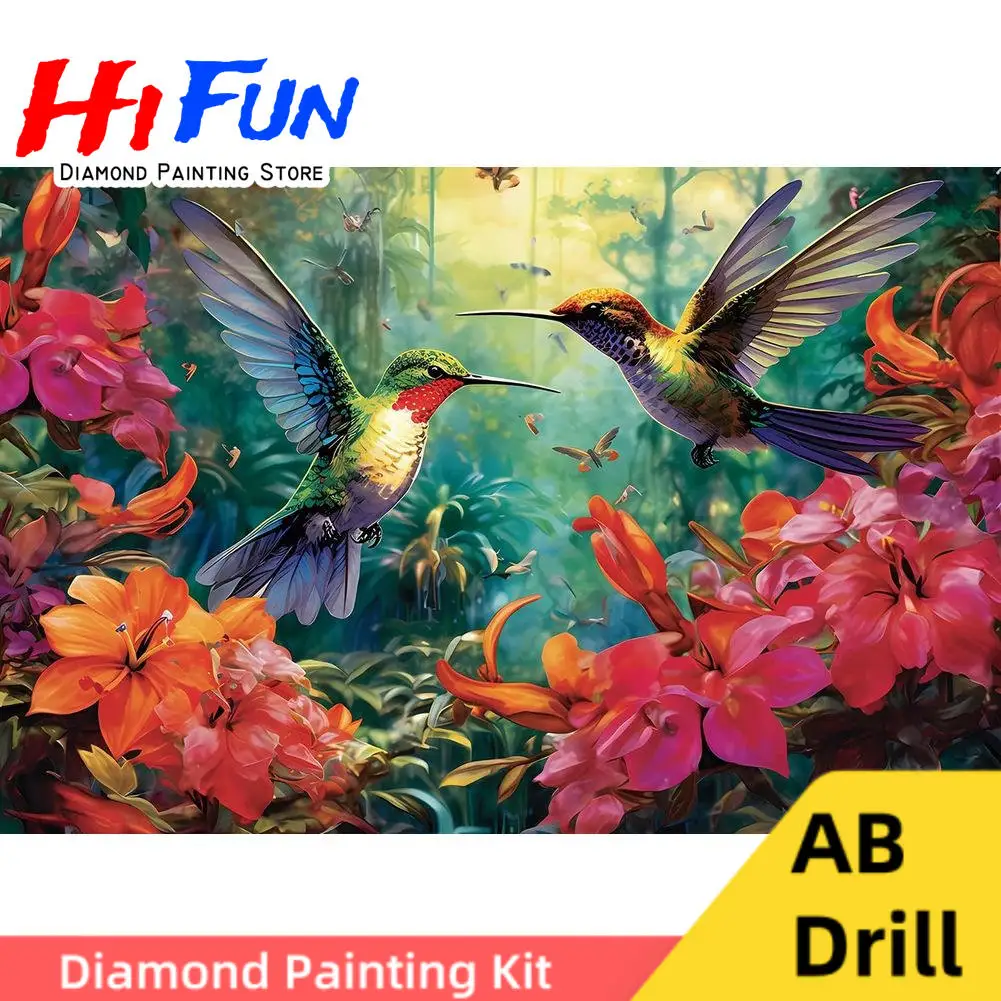 

Colibríes Flores AB Drills 5d Full Diamond Painting Hummingbird Garden Pictures Mosaic Cross Stitch Handmade Gift Home Decor