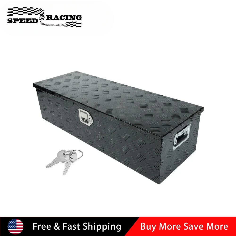 39 "X13" X10 "NERO PICKUP IN ALLUMINIO CAMION TRASCO LETTO SCATOLA DE TOOL TRAILER STORAGE + BLOCCO + 2 maniglie + 2 aste ad aria GJX-1015