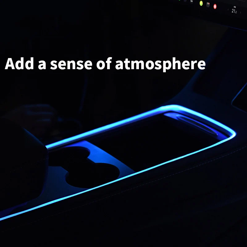 Para Tesla Model 3 Y Luzes Ambientais LED Tiras Neon Iluminação Car Center Console Painel Pé APP Controle Interior Acessórios