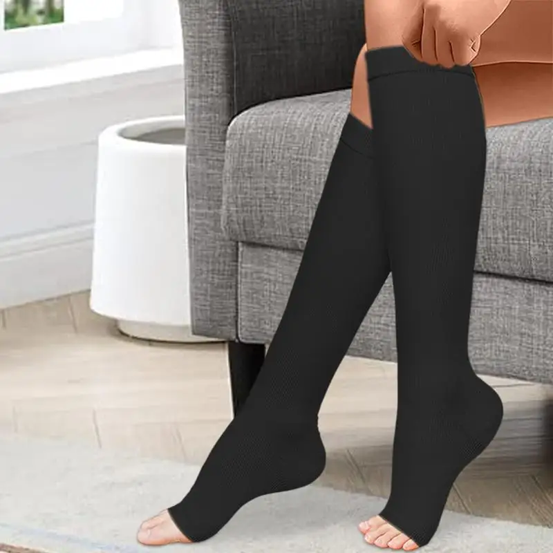 Knee High Compression Socks Calf Toeless Compression Socks Anti Fatigue Knee High Stockings Open Toe Compression Socks For Women