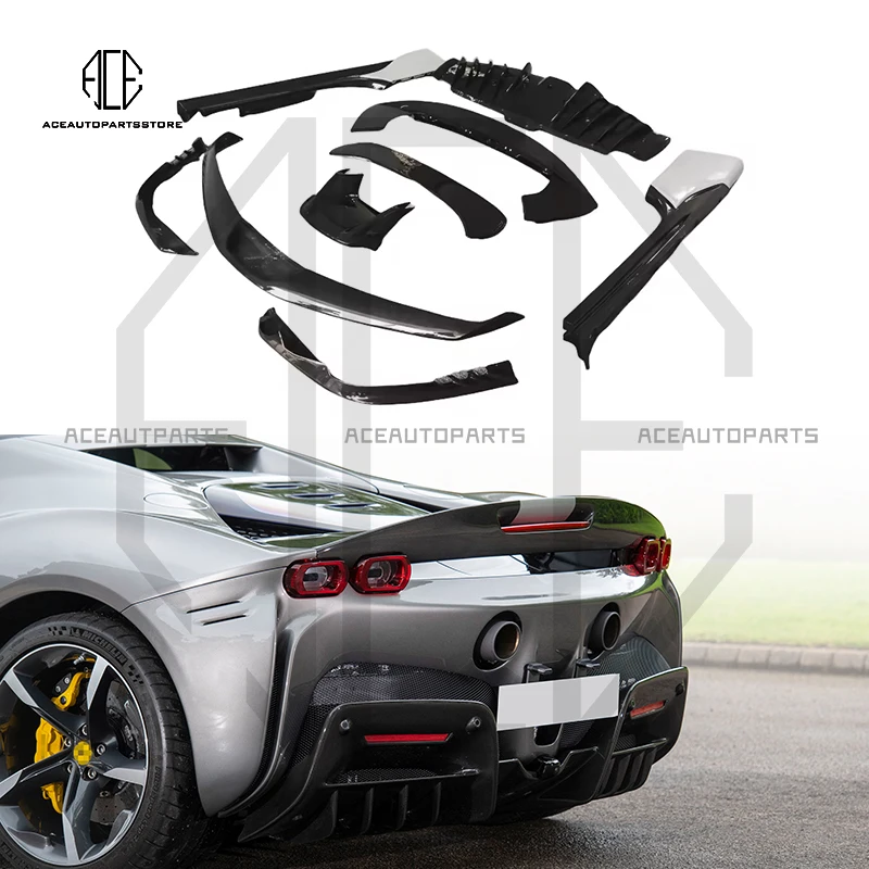 OEM Style Front Rear lip diffuser Spoiler Wing Splitter side skirt For Ferrari SF90 upgrade Real carbon fiber body kit