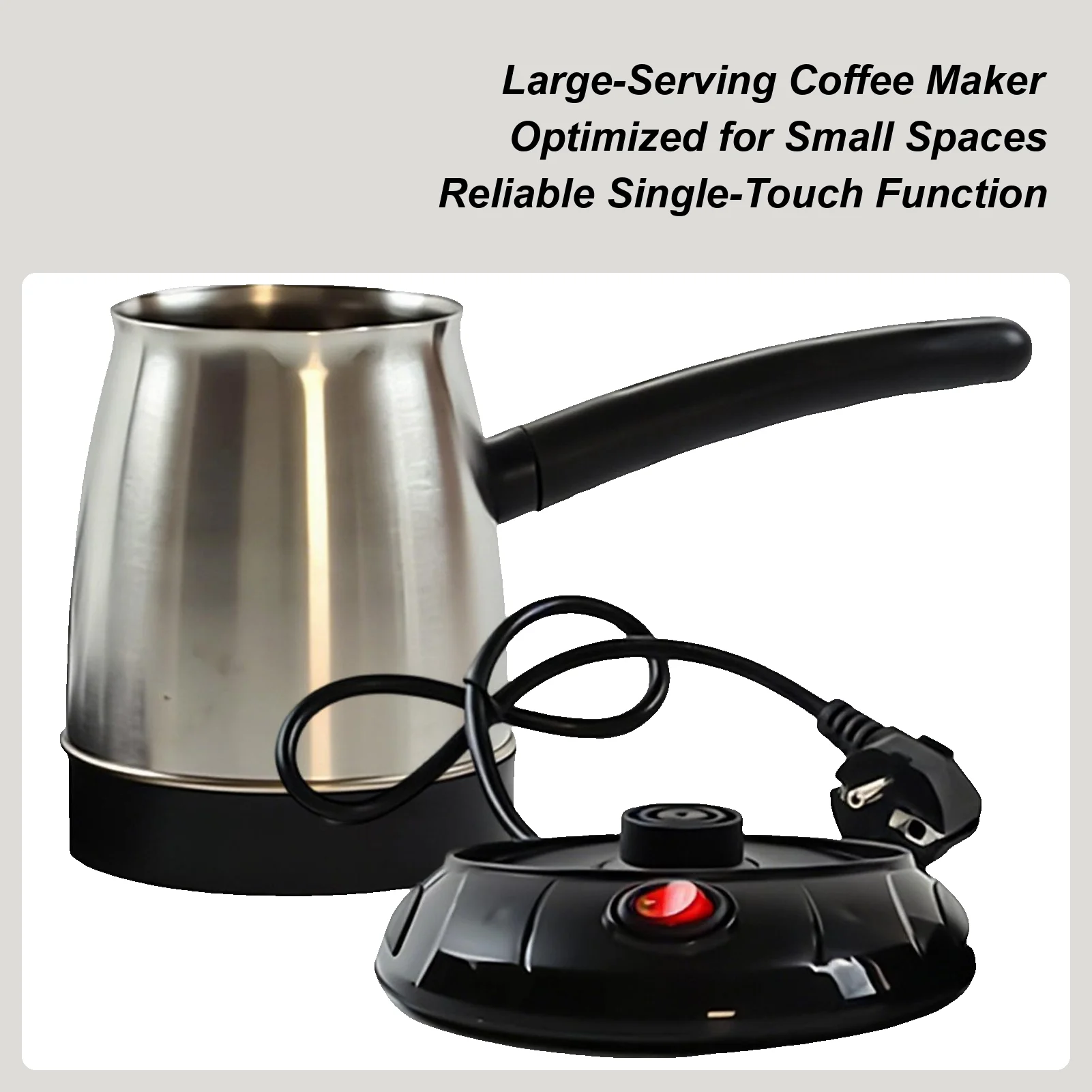 Cafetera Turca de 600 ml con Base Giratoria de 360 Grados, Hervidor de Agua para Té Turco, Cafetera para el Hogar, Apartamento, Oficina, Cocina