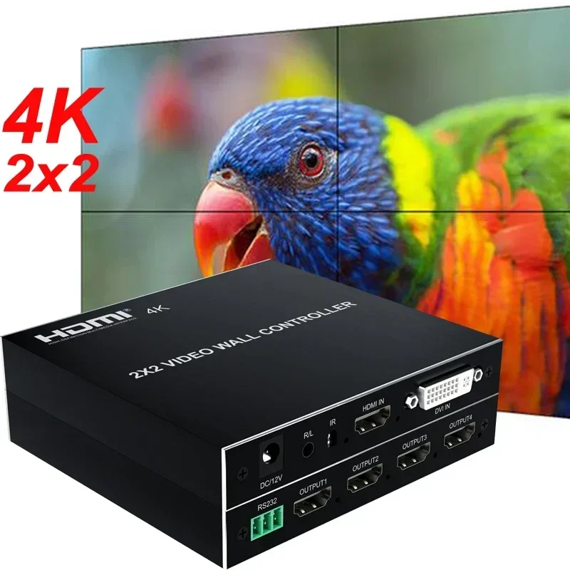 

4K 2x2 Video Wall Controller Multi Monitor Splicing Processor 1x2 1x3 1x4 DVI HDMI 2 3 4 TV Splicer Video Splicer Plug and Play